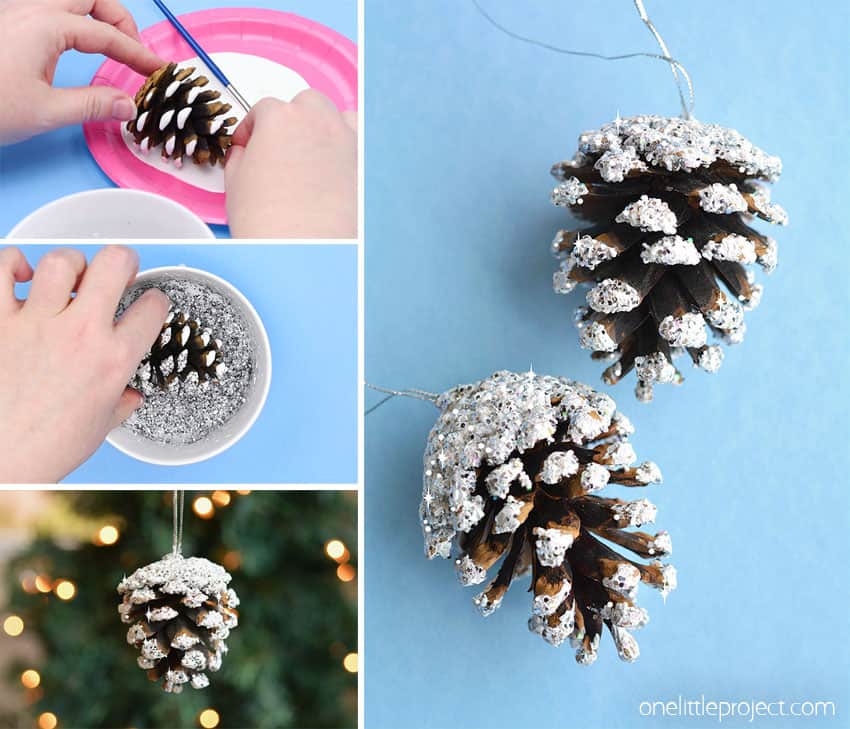 DIY frosted pinecones