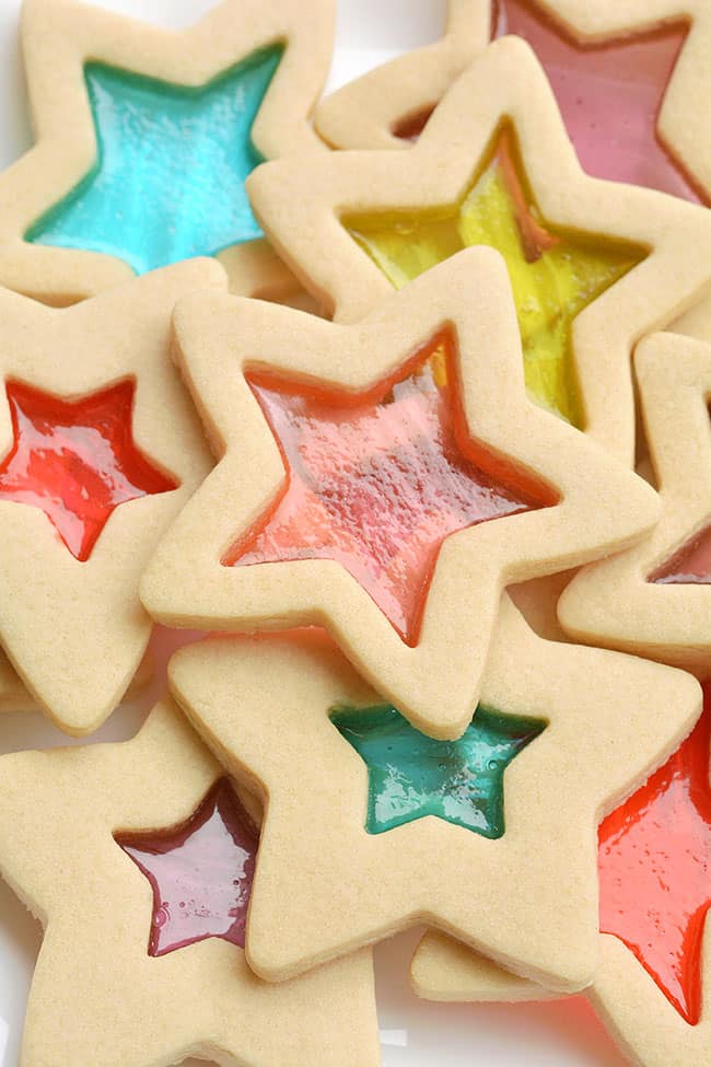 Pile of stained glass window cookies