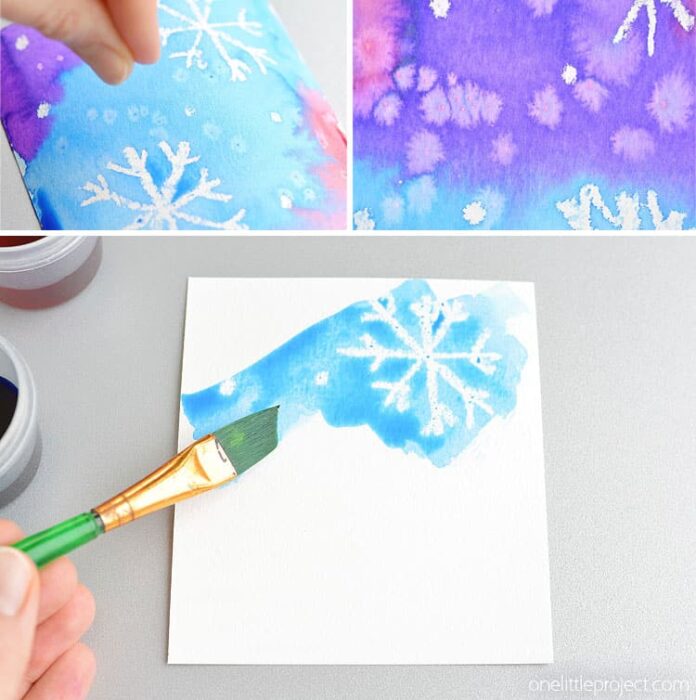 This magic salt and watercolor snowflake art project for kids is so much fun! The snowflakes magically appear when you add the paint and the salt makes the painting look “frosty”. This is such a cool process art idea for kids that’s fantastic in the classroom at school or on a snowy day at home this winter! This magic salt and watercolor snowflake art project for kids is so much fun! The snowflakes magically appear when you add the paint and the salt makes the painting look “frosty”. This is such a cool process art idea for kids that’s fantastic in the classroom at school or on a snowy day at home this winter!