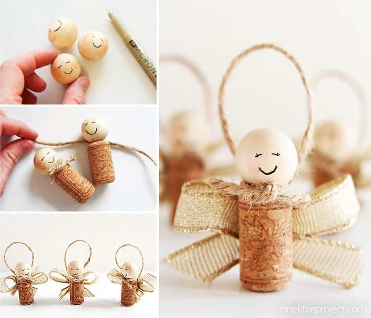 These wine cork angels are SO EASY to make and they're such a sweet homemade Christmas ornament idea! They'd also make super cute gift tags on presents too!