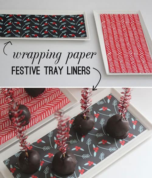 19 Christmas Wrapping Paper Crafts - Wrapping Paper Festive Tray Liner