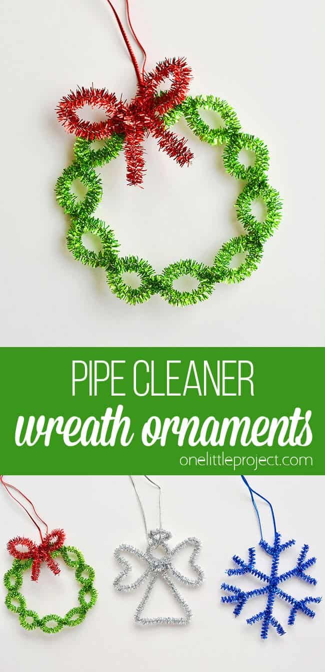 These easy pipe cleaner wreath ornaments are so FESTIVE and really easy to make. Such a fun way to make homemade Christmas ornaments in less than 5 minutes!